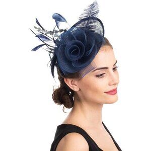 Women's Fascinators Feathers Headband Navy Blue